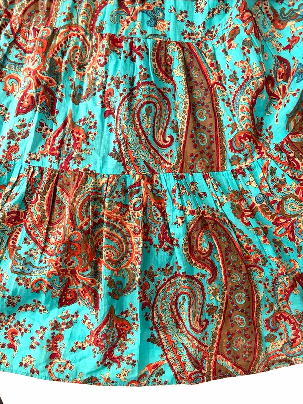Ralph Lauren Vintage Boho Paisley Print Blue Flowy Low Rise Maxi Skirt Cotton 1X - Picture 5 of 16